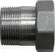 Metallene Übergangsverschraubung mit äußeren Gewinden. Das Produkt ist von Wolf und dient zum Verbinden von Rohren.